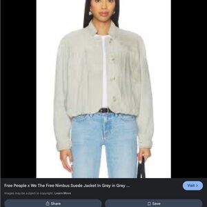 We The Free Nimbus Suede Bomber Jacket - Light Gray